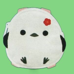 Shima enaga snow fairy bird small pouch with Ball chain